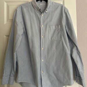 Zara Men's Large - Blue Striped Shirt - Men's Large